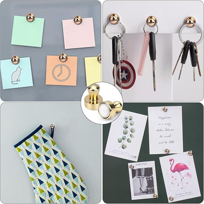 LOVIMAG 200Pcs Gold Fridge Magnets, Small and Strong Magnets for Whiteboard, Office, Classroom, Map, Kitchen Accessories, Office Accessories, Locker Accessories