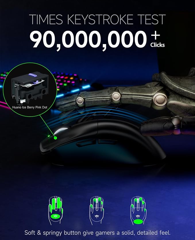 VGN F1 MOBA Wireless Gaming Mouse with Max 26,000 DPI, High Precision, Lightweight 55g, 4K Polling, 200Hr Battery Life, 6 Programmable Buttons, USB-C Charging, for PC/Mac/Laptop Classic Black