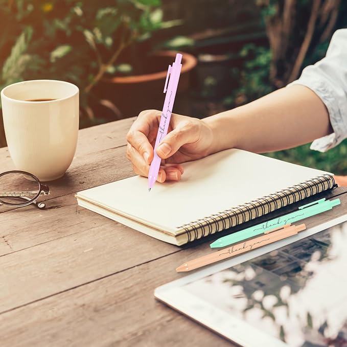 30pcs Thank You Pens Bulk Cute Multicolor Ballpoint Pen for Men Women Server Accessories Employee Holiday Appreciation Gifts for Teacher Office Back to School Party Favor (Macarons)