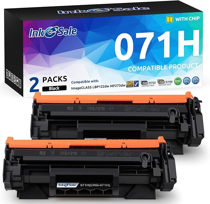 INK E-SALE 071H 071 High Capacity Toner Cartridge Replacement for Canon 071 071H Black Toner use for Canon imageCLASS LBP122dw MF273dw MF275dw MF272dw LBP120 MF270 Printer (Black,2-Pack)