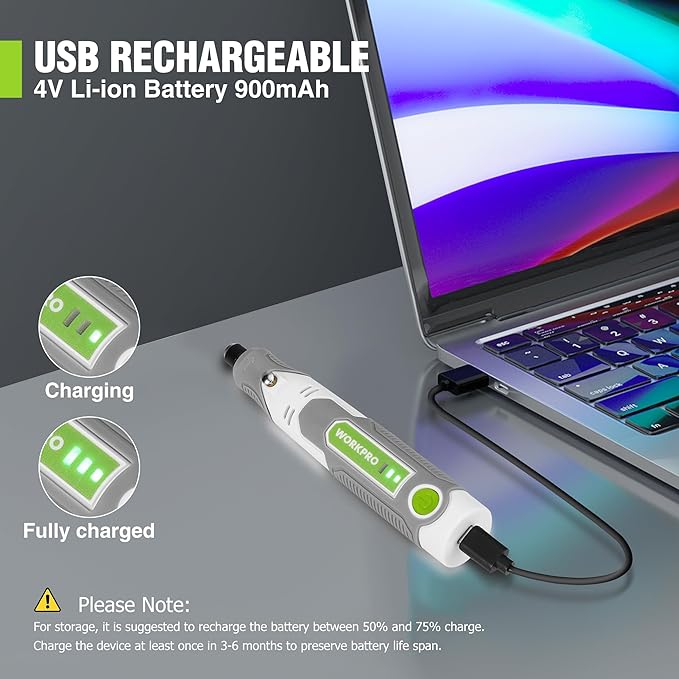 WORKPRO Cordless Rotary Tool Kit with 71pcs Accessories, 3 Variable Speeds, USB Rechargeable Mini Rotary Tool for Engraving, Sanding, Polishing, Carving, Cutting, DIY Crafts