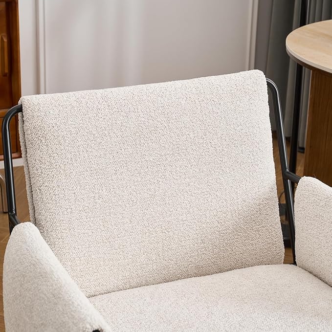 Kidol & Shellder Office Desk Chair Set of 4 with Arm, Swivel Adjustable Height with Wheels Comfortable Wide Seat for Home Office, Bedroom, Makeup Room, Beige