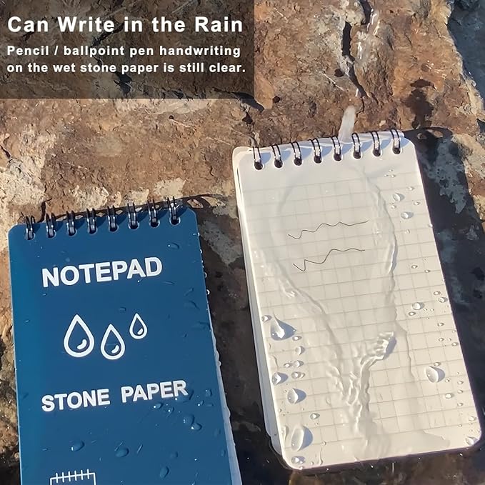 Weatherproof Top Spiral Notepads with Waterproof Paper and Hard Cover, A7 Pocket Steno Pads, 4 Pack 400 Pages Graph Pattern (3" x 5", Orange)