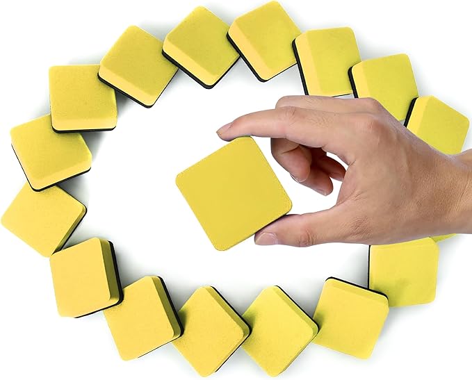 Magnetic Whiteboard & Chalkboard Cleansers, 48 Pack Small Dry Eraser, Magnetic Erasers (Yellor)