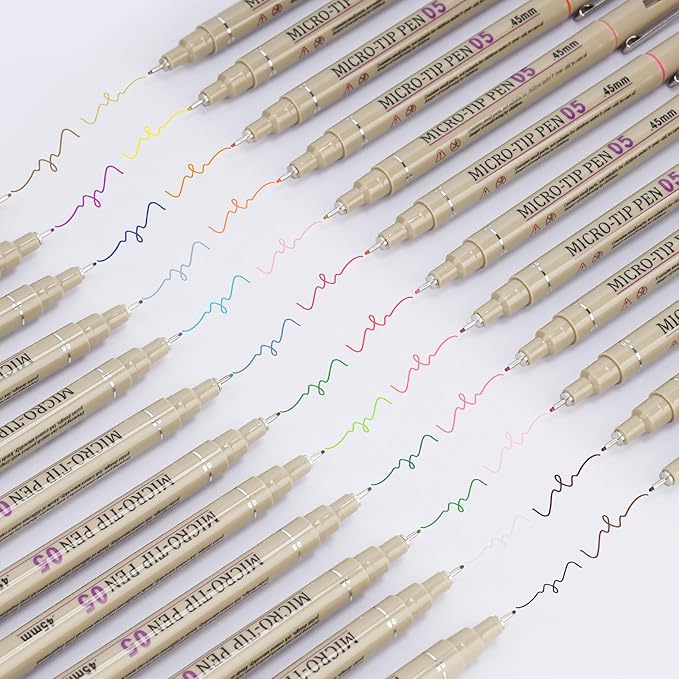[24 Colors] 05 Micro, Fineliner Pen Set Ink, Fine Point Pen,Multi-liner, Sketching, Anime,Artist Illustrating/Technical Drawing, Office Documents…