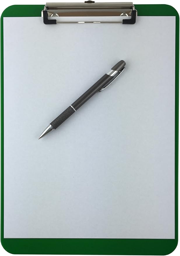 Trade Quest Plastic Clipboard Opaque Color Letter Size Low Profile Clip (Pack of 6) (Green)