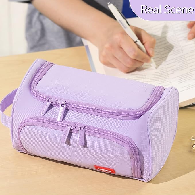 HVOMO Big Capacity Pencil Case High Large Storage Pouch Marker Pen Case Travel Simple Stationery Bag School College Office Organizer for Teens Girls Adults Student（N Purple）
