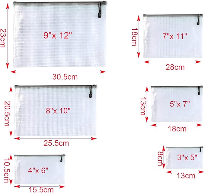 Oaimyy-3"x 5"-20 Pcs-Mesh Zipper Pouch Bag,Zippers Pouches Zip Bags File Bags for Organizing,Office Supplies,Home Storage,Cosmetics Travel,Assorted Color