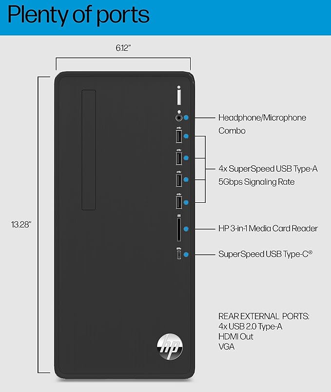 HP Pavilion Tower Desktop Computer, Intel 8-Core i7-10700F up to 4.8GHz, 32GB DDR4 RAM, 1TB PCIe SSD, GeForce GT 610 2GB, WiFi 6, Bluetooth, RJ-45, Type-C, KB & Mouse, Black, Windows 11 Pro, Tichang
