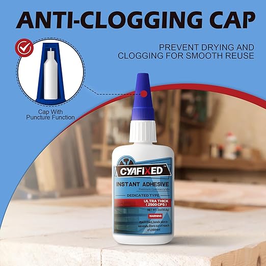 Professional Grade Cyanoacrylate Super Glue, Ultra Thick Viscosity CA Glue for Woodworking, 2 oz. (56.8 Grams) - Instant Adhesive for Woodworking, Gap Filling, Heavy Duty Wood Bonding