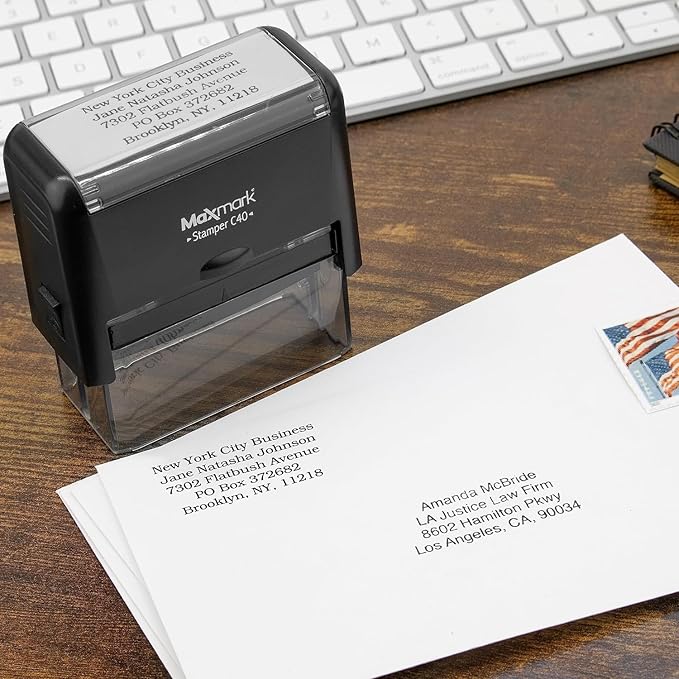 MaxMark Customized Signature Stamp - Small Size -Self-Inking Stamp Customized with Your Signature - Choose from 15 Ink Colors