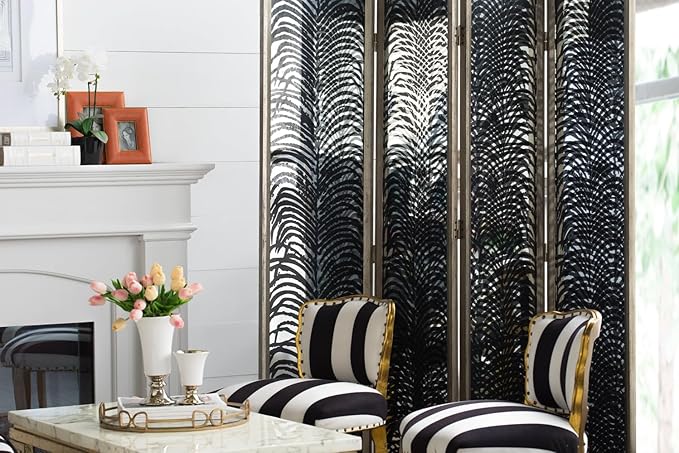 NicBex Room Divider 4 Panel Room Dividers with Durable Metal Frame Partition Room Dividers and Folding Privacy Screens Wall Divider for Home, Office, Room Separation,17.7" W x 1.5" D x 72.8" H, Black