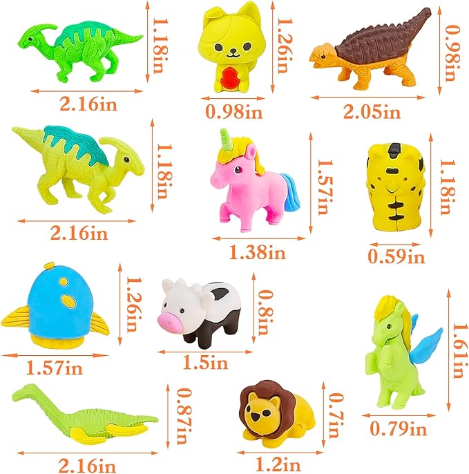 90Pcs Animal Erasers Bulk Cute Desk Pets Kids Puzzle Erasers Take Apart Cool 3D Eraser Mini Pencil Eraser Fun Party Favors for School Supplies Classroom Rewards Easter Egg Fillers Gifts
