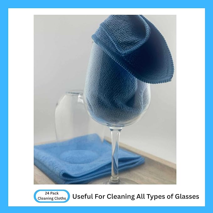 Microfiber Cleaning Cloth for Kitchen & households, Towels for Cars. (300gsm) (Pack of 24 Blue)