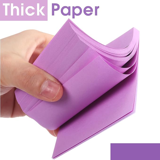 Thenshop 36 Pads Sticky Notes 3''x3'', Self Stick Notes Pads Office Supplies, 50 Sheets/pad Colored Aesthetic Sticky Accessories Home, Office, Notebook(Purple)