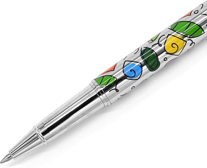 Britto Premium Rollerball Pen - Extra Fine Point with 0.5mm Premium-Grade Refillable Liquid Black Ink, Smooth Precision Writing & Quick Drying Pen for Journaling (Japanese, Colorful Roses)
