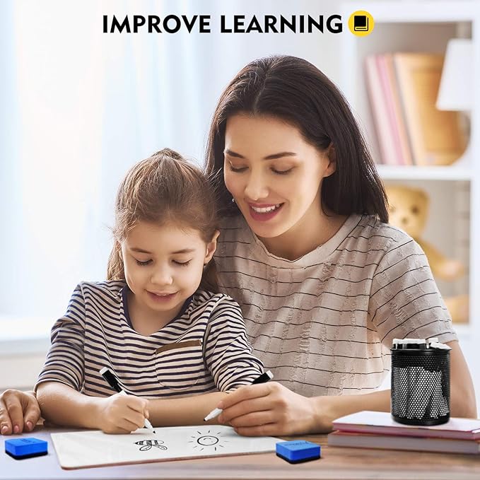 Magicfly Small White Boards, Dry Erase Board Pack of 26, Mini Whiteboards 9x12 Inches Double-Sided White Boards for Students Classroom Teachers School Supplies Office with 32 Pens and 26 Erasers