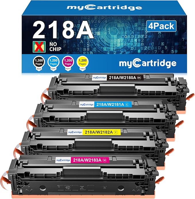 218A Toner Cartridges 4 Pack Compatible Replacement for HP 218A 218X for Color Laserjet Pro 3201dw MFP 3301fdw 3301cdw 3301sdw Printer Ink W2180A W2180X High Yield (BCMY, 4-Pack)