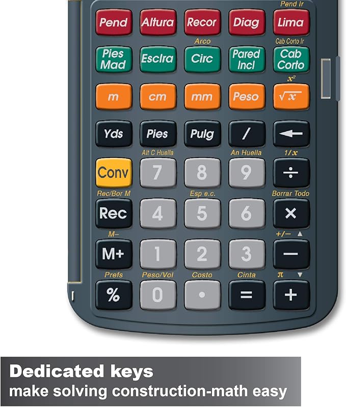 Calculated Industries 4054 Construction Master 5 en Espanol Construction Feet-Inch-Fraction Calculator for Carpenters [Calculadora de construcción con pies, pulgadas y fracciones para carpinteros]