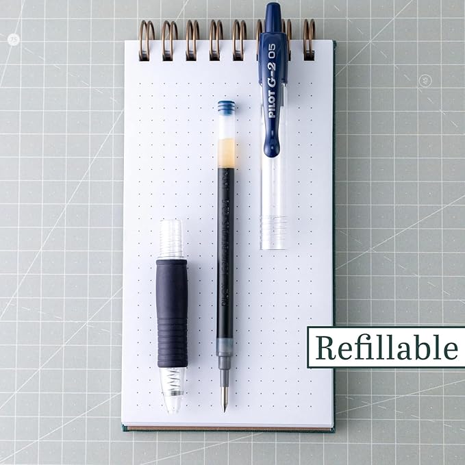 G2 Retractable Premium Gel Ink Roller Ball Pens Extra Fine Point (.5mm) Blue Ink 3 pack; Refillable & Premium Comfort Grip Bundle with Plastic Reusable Pouch