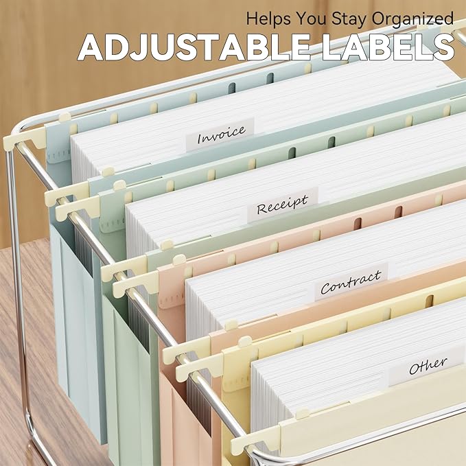 Plastic Expandable Hanging File Folder Letter Size,Heavy Duty 2“Expansion Extra Wide Hanging Folders with Tabs,Accordian Pocket,No Assembly,Filing Cabinet Folder for Office/Home,12 Pack,Morandi