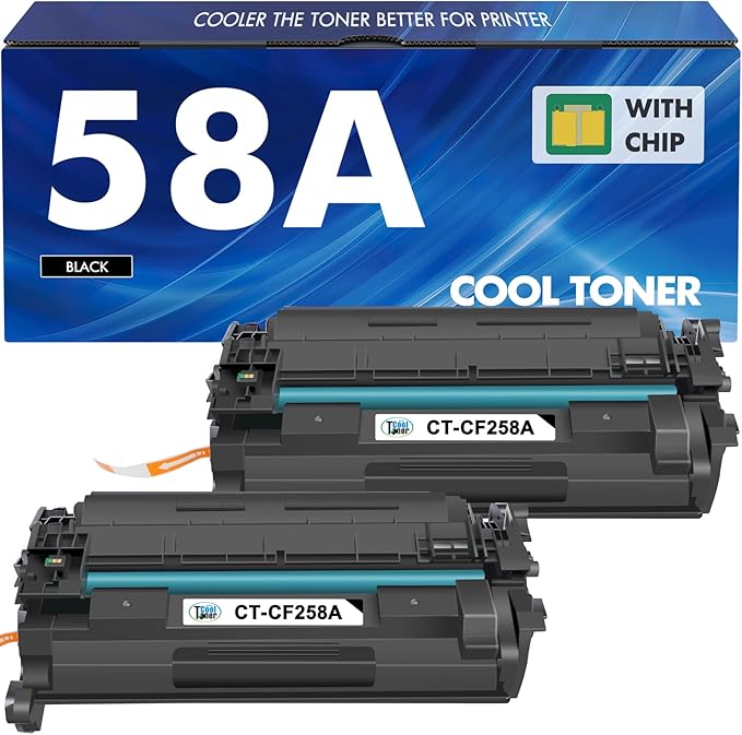 CF258A 58A Toner Cartridge Black M404n Compatible Replacement for HP 58A CF258A 58X CF258X Toner for HP Laserjet Pro M404n M404dn MFP M428fdw M428fdn M428dw Printer Ink High Yield 2 Pack with Chip
