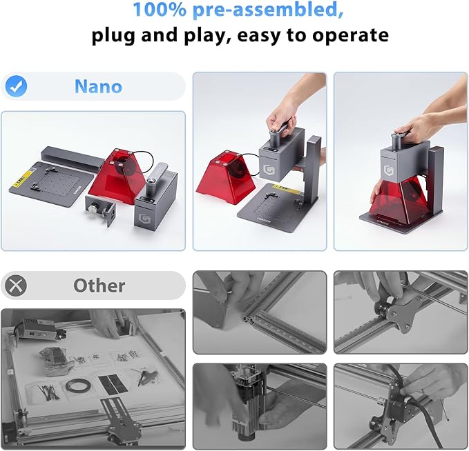 Longer Nano Portable 6W Laser Engraver, 6000mW Output Laser Cutter Machine, DIY Engraver Tool for Wood, Acrylic, Leather, Cloth, Metal, Ceramics,5000mm/s High-Speed