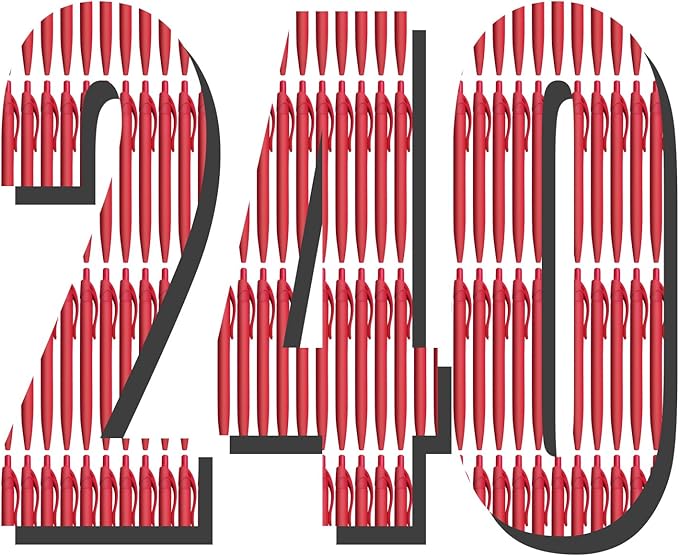 Aozora Pens Bulk 240 Pack Red Click Pens No Bleed Wholesale Retractable Ballpoint Pens Medium Point,Smooth Ink Pens for Journaling School Office Supplies 1.0MM Red Ink