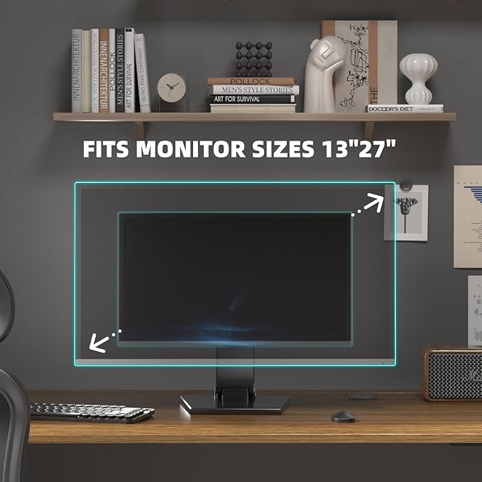 Jakeko Lay Flat Low Profile Monitor Stand - For 14-24" Screens Ergonomic Adjustable Desktop Mount With 100x100mm Compatibility