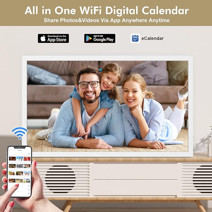 Digital Calendar Chore-Chart for-Family-Meal Planner - 27 inch Touchscreen Interactive Display Smart Calendar for Family To Do List, Dual-WiFi, Auto-Sync Google iCloud Outlook Calendars, Wall Mounted