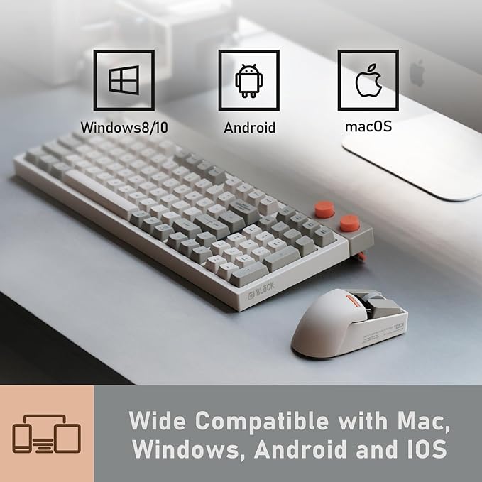 LOFREE Touch PBT Wireless Mouse with USB Receiver, Bluetooth, Wired Connection, Rechargeable, 4000 DPI with OLED Screen Compatible with Glass Surface for Mac Windows PC Notebook/Tofu White 2025