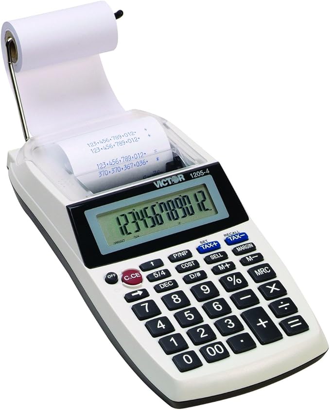 Victor 1205-4 12 Digit Portable Palm/Desktop Commercial Printing Calculator, 1.8" x 4" x 8"
