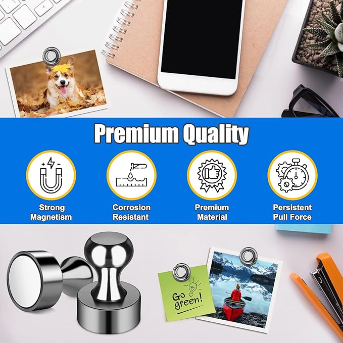 Strong Whiteboard Magnets, Tiny Cute Magnetic Push Pins for Refrigerator, Craft, 56PCS Magnetic Clips, Black Neodymium Magnets for Kitchen, Office, Bulletin Board, Shopping List