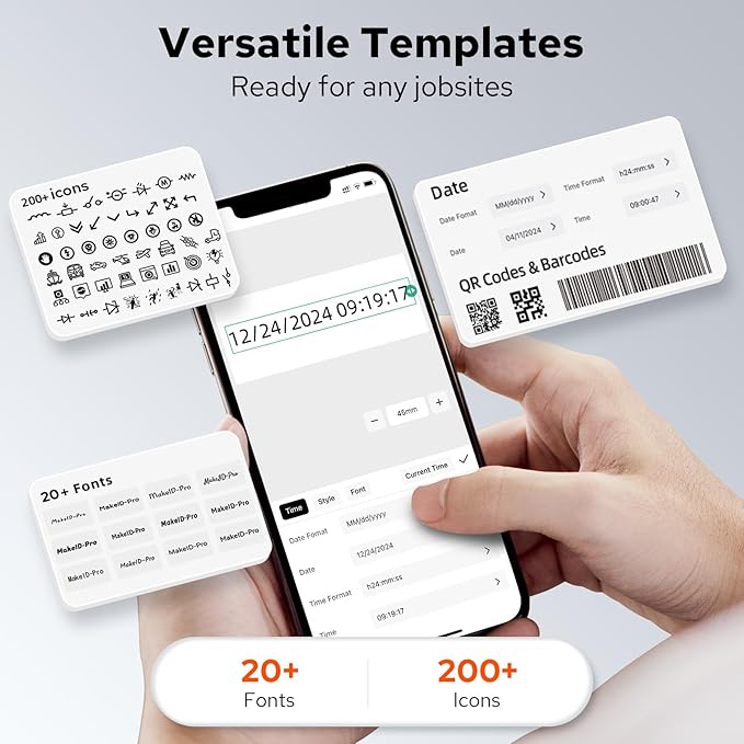 Makeid P31 Industrial Label Maker, Thermal Transfer Label Printer Portable Bluetooth Labeler with 0.71" W x 26.24ft L Label, Wire and Cable Labeling Machine for Job Sites, Fast Creat and Print Label
