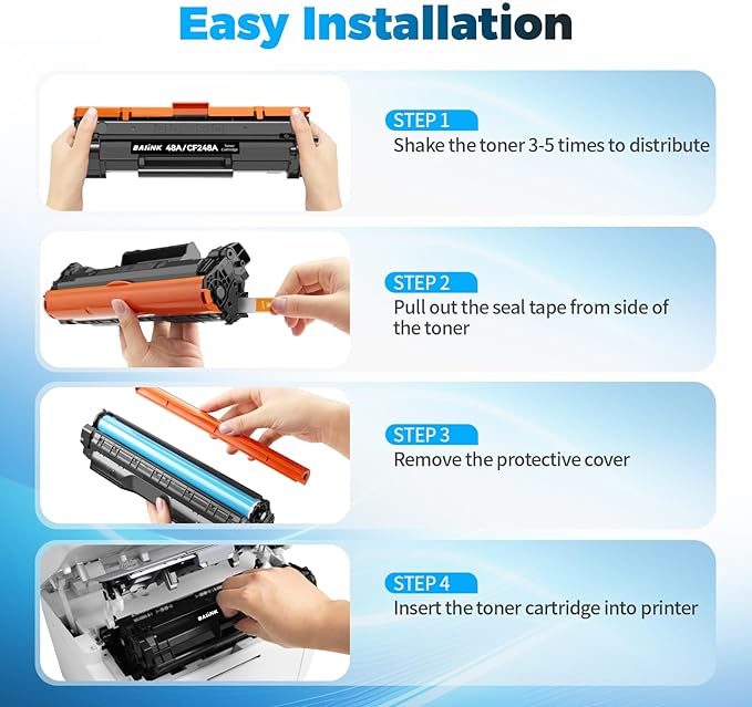 Compatible 48A Toner Cartridge Replacement for HP 48A Toner Cartridge Black CF248A Compatible with HP Pro M15w M15a M16w M16a MFP M28w M28a M29w M29a Printer (4 Black)