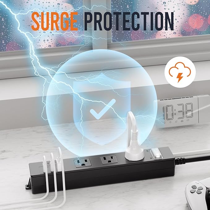 Outdoor Power Strip Weatherproof,6.6 FT Outdoor Extension Cord with USB Ports, Overload Protection and Shockproof,Waterproof Surge Protector Wall Mountable for Home Outside，SJT-UL Listed