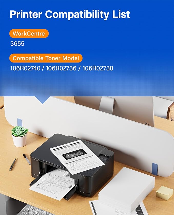 WorkCentre 3655 Black Extra High Capacity Toner Cartridge 106R02740 1-Pack Replacement for Xerox 106R02740 106R02736 106R02738 Toner Compatible with Xerox WorkCentre 3655 Laser Printer Ink All-in-One