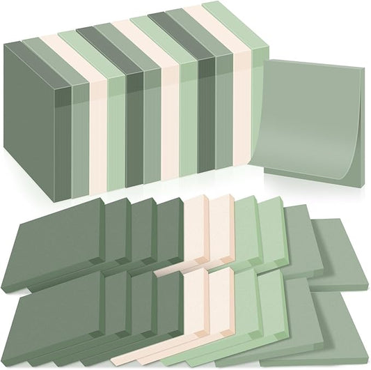 Fainne 24 Pack Sticky Notes Bulk Back to School Supplies Self Stick Note Pads Paper Memo for Office First Day of School Student Teacher Essentials (2 x 2 Inches,Green)