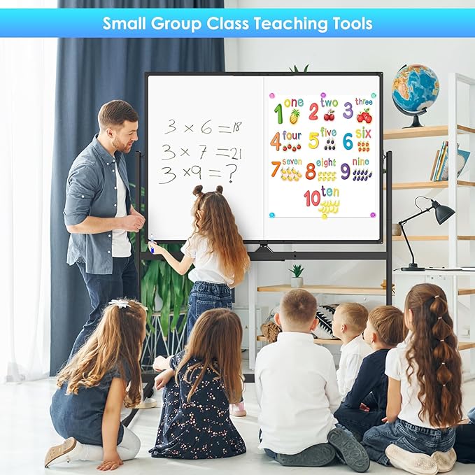 maxtek Rolling Whiteboard, 48x36 Large Magnetic White Board with Stands, Big Double-Sided White Board Dry Erase on Wheels for Homeschool, Home Office, Office, School (Black, 48 x 36)