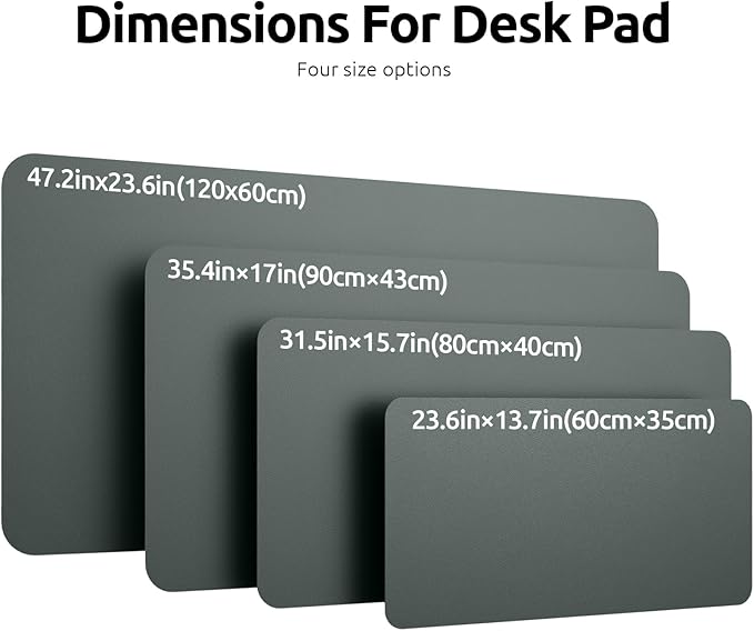 YSAGi Leather Desk Protector, Office Mat, Large Mouse Mat, Non-Slip PU Leather Blotter, Laptop Desk, Waterproof Writing Pad for Office and Home (Dark Green, 31.5" x 15.8")