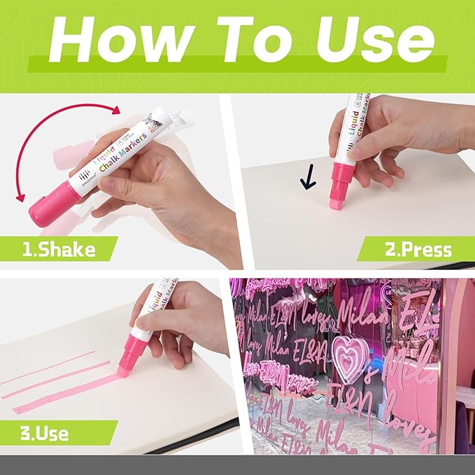 Jumbo Chalk Markers for Windows Washable, 8 Macaron Colors Liquid Chalk Pens Erasable with 10mm Thick Tips for Auto, Glass, Mirror, Poster, Bistro, Blackboard, Car of DIY