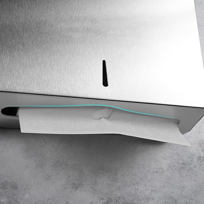 Comercial Paper Towel Dispenser Wall Mount, Stainless Steel Hand Towel Dispenser with Lock, Trifold/C Fold Paper Towel Holder for Bathroom Kitchen Office Public Places, Large Capacity Tissue Holder