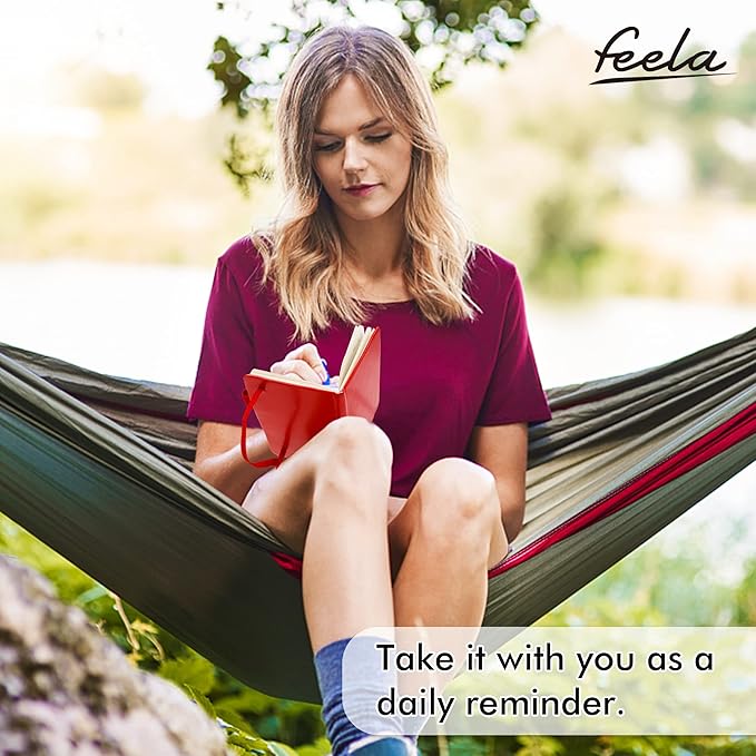 feela 6 Pack Pocket Mini Notebooks Bulk, Small Cute Memo Notepads Hardcover College Ruled Lined Journals with Pen Holder for School Business Work, with 6 Black Pens, 3.5”x 5.5”, A6, Red