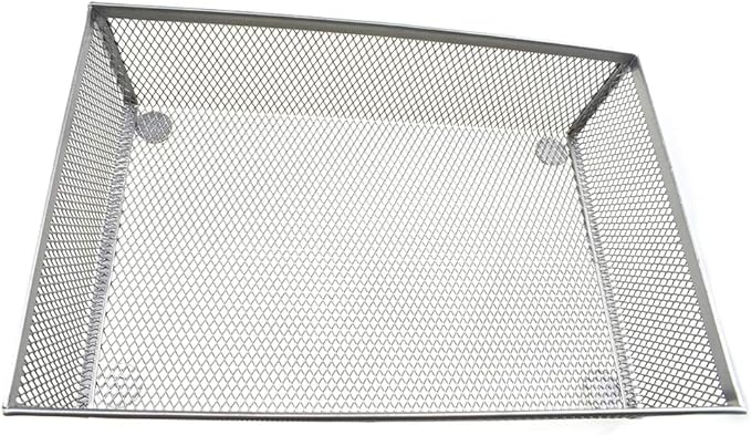 HAHIYO Stackable Mesh Tray Cup 9 x 6 x 2 inches Sturdy Container for Desk Drawer Organizer Collection for Home Office School kitchen Soft Foam Feet No Sharp Edges 1 Pack Silver