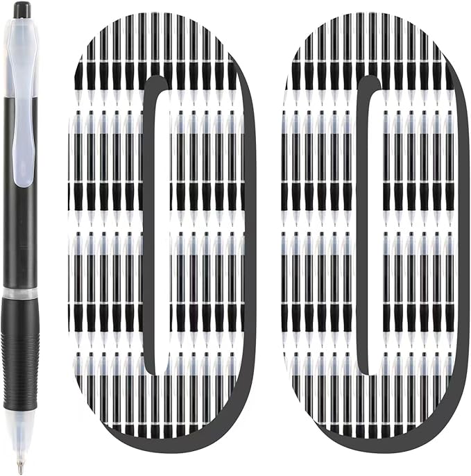 Aozora Retractable Pens Ballpoint Super Smooth Writing Pens Bulk 100 pack Medium Point 1.0mm No Bleed Click Pens with Soft Grip Black Ink