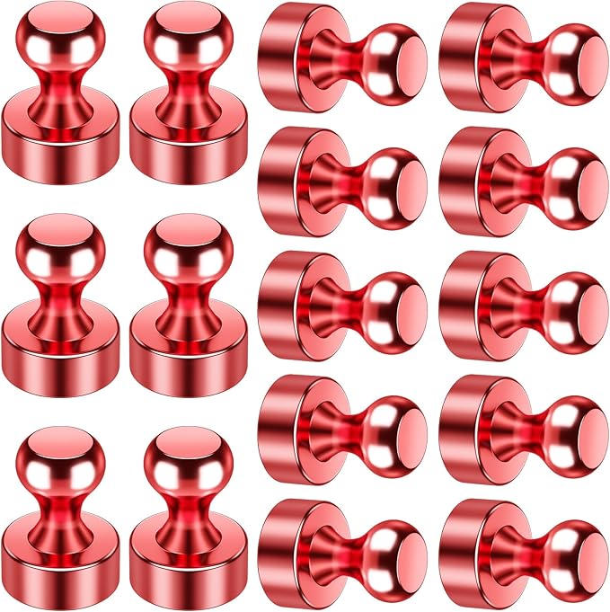 VNDUEEY 16 Pack Red Fridge Magnets, Refrigerator Magnet, Strong Magnets for Whiteboard, Magnetic Push Pins, Cute Magnet for Kitchen, Office, School, Adults