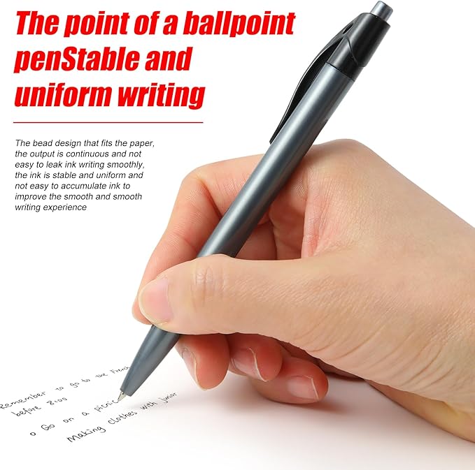 Retractable Black Ballpoint Pen for Smooth Writing 1.0mm Medium Pack of 50, Click pens with Comfort grip, Idea for Journaling, Planner, Note Taking Office School Supplies
