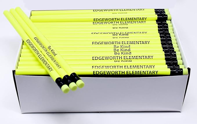 Pencil Guy Promotional Personalized Imprinted Neon Round Pencils- 500 per box