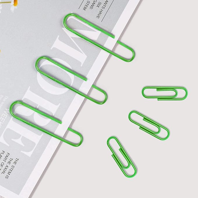Vinaco Green Jumbo Paper Clips, 100 Pack, 2 Inch (50 mm), Durable & Rust Resistant, Great for Office, School and Personal Use