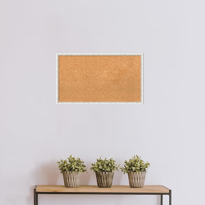 Amanti Art Natural Cork Board for Wall, 17x29 Vision Board with White Frame, Medium Corkboard Office Decor for Home Organization, Modern Corkboard Pinboard to Display Items for Home Organization in